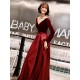Charming Evening Dresses Long Sleeve V Neck Satin Velvet Floor Length Maxi Dresses