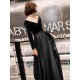 Charming Evening Dresses Long Sleeve V Neck Satin Velvet Floor Length Maxi Dresses