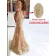Charming Evening Dress Mermaid Illusion Neckline Lace Applique Formal Party Dresses With Train