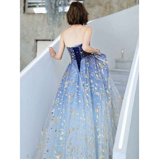 Charming Evening Dress A-Line Strapless Matte Satin Floor-Length Pleated Sequined evening dress