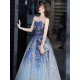 Charming Evening Dress A-Line Strapless Matte Satin Floor-Length Pleated Sequined evening dress