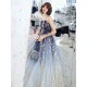 Charming Evening Dress A-Line Strapless Matte Satin Floor-Length Pleated Sequined evening dress