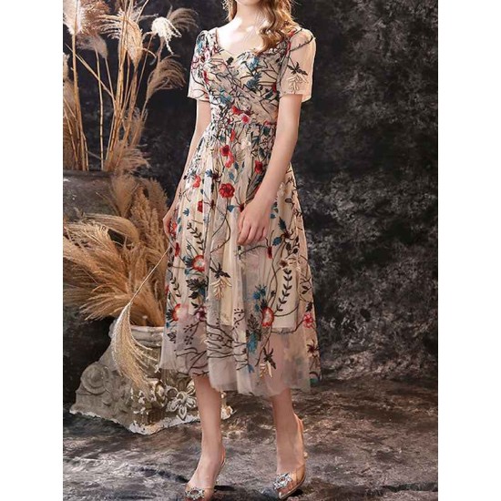 Gorgeous Evening Dress A-Line Jewel Neck Lace Tea-Length Social Pageant Dresses