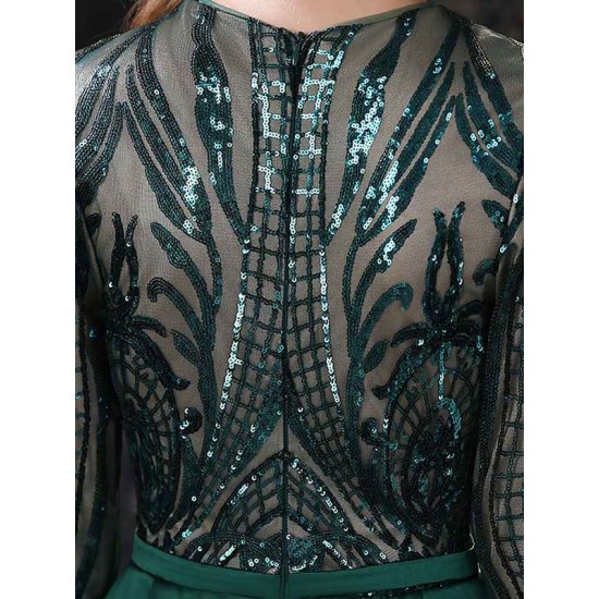 Gorgeous Evening Dress Mermaid Jewel Neck With Train Long Sleeves Zipper Lace Lace Social Pageant Dresses