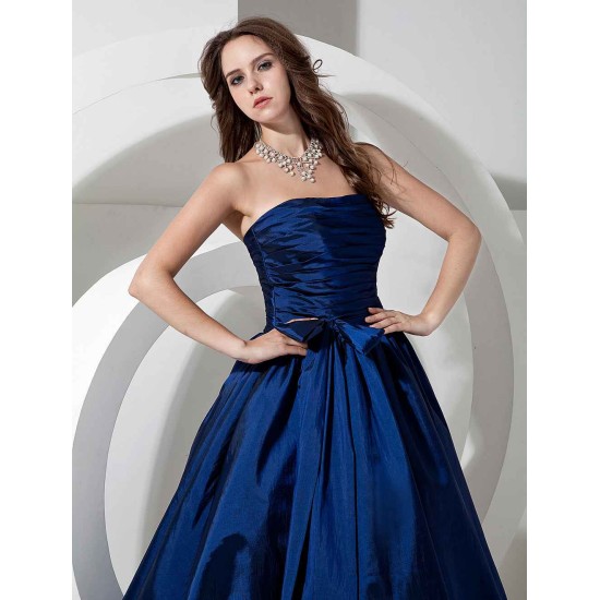 Gorgeous Bridesmaid Dresses Long Royal Blue Taffeta Evening Dress Floor Length Strapless A Line Pleated evening dress