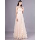 Gorgeous Peach Strapless evening dress A Line Flower Tulle Floor Length Homecoming Dress
