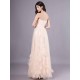 Gorgeous Peach Strapless evening dress A Line Flower Tulle Floor Length Homecoming Dress