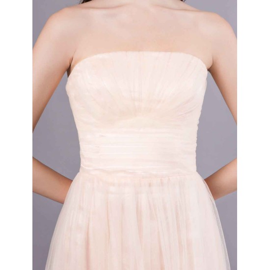 Gorgeous Peach Strapless evening dress A Line Flower Tulle Floor Length Homecoming Dress