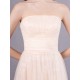 Gorgeous Peach Strapless evening dress A Line Flower Tulle Floor Length Homecoming Dress