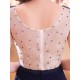 Gorgeous Evening Dresses Dark Navy Lace Formal Dress Illusion Beaded Contrast Color Floor Length Wedding Guest Dress