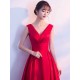 Gorgeous Burgundy Evening Dresses Long V Neck Sleeveless Pleated A Line Floor Length Evening Dress