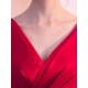 Gorgeous Burgundy Evening Dresses Long V Neck Sleeveless Pleated A Line Floor Length Evening Dress