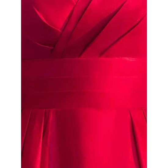 Gorgeous Burgundy Evening Dresses Long V Neck Sleeveless Pleated A Line Floor Length Evening Dress