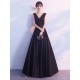 Gorgeous Burgundy Evening Dresses Long V Neck Sleeveless Pleated A Line Floor Length Evening Dress