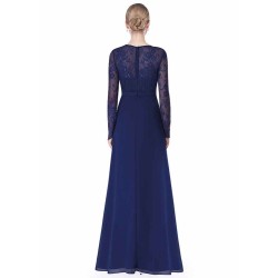 Gorgeous V Neck Evening Dress Illusion Lace Sleeve Mother Of The Bride Dress