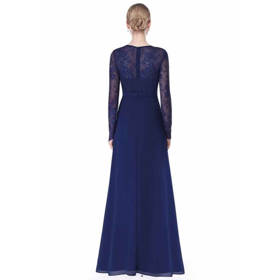 Gorgeous V Neck Evening Dress Illusion Lace Sleeve Mother Of The Bride Dress