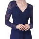 Gorgeous V Neck Evening Dress Illusion Lace Sleeve Mother Of The Bride Dress
