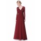 Gorgeous V Neck Evening Dress Illusion Lace Sleeve Mother Of The Bride Dress