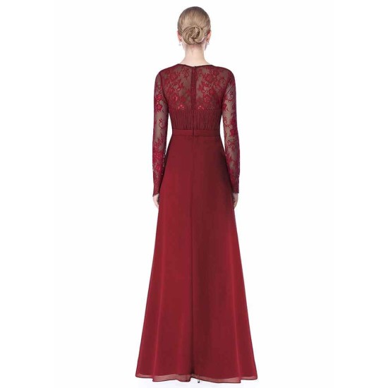 Gorgeous V Neck Evening Dress Illusion Lace Sleeve Mother Of The Bride Dress