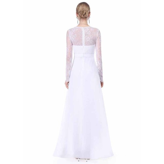 Gorgeous V Neck Evening Dress Illusion Lace Sleeve Mother Of The Bride Dress