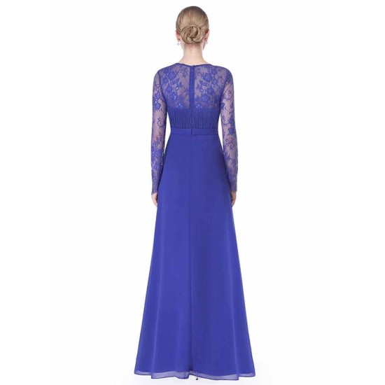 Gorgeous V Neck Evening Dress Illusion Lace Sleeve Mother Of The Bride Dress