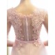 Gorgeous Evening Dresses Long Soft Pink Half Sleeve Lace Tulle Formal Evening Lace Applique Maxi Party Dress