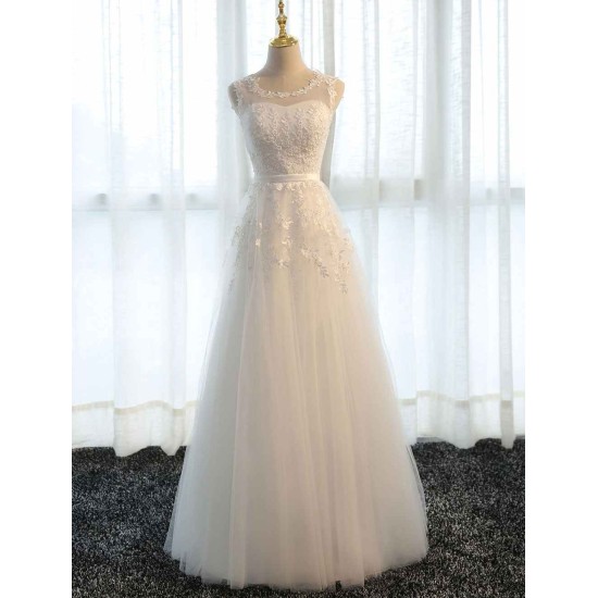 Glamorous Long Evening Dresses Lace Cameo Pink Party Dress A Line Applique Tulle Maxi Formal Dress