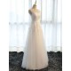 Glamorous Long Evening Dresses Lace Cameo Pink Party Dress A Line Applique Tulle Maxi Formal Dress