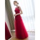 Glamorous Long Evening Dresses Lace Cameo Pink Party Dress A Line Applique Tulle Maxi Formal Dress