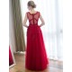 Glamorous Long Evening Dresses Lace Cameo Pink Party Dress A Line Applique Tulle Maxi Formal Dress