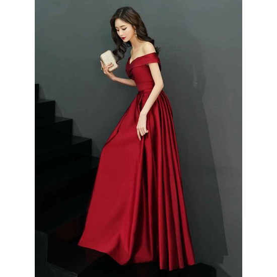 Glamorous Evening Dresses Off The Shoulder evening dress Long Satin Maxi Dresses