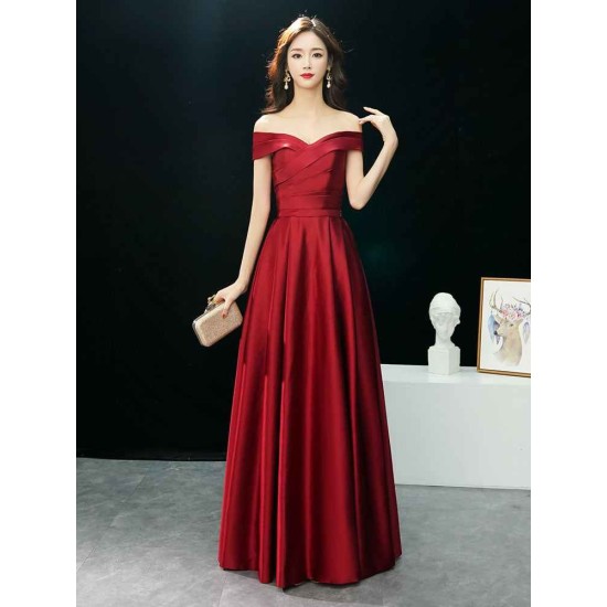 Glamorous Evening Dresses Off The Shoulder evening dress Long Satin Maxi Dresses