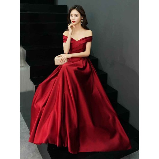 Glamorous Evening Dresses Off The Shoulder evening dress Long Satin Maxi Dresses