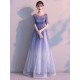 Glamorous Long Evening Dresses Ombre Tulle Sequin Half Sleeve Formal Evening Dress