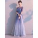 Glamorous Long Evening Dresses Ombre Tulle Sequin Half Sleeve Formal Evening Dress