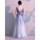 Glamorous Long Evening Dresses Ombre Tulle Sequin Half Sleeve Formal Evening Dress