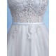 Glamorous Silver evening dress Tulle Backless Party Dress Lace Applique A Line Occasion Dress With Train
