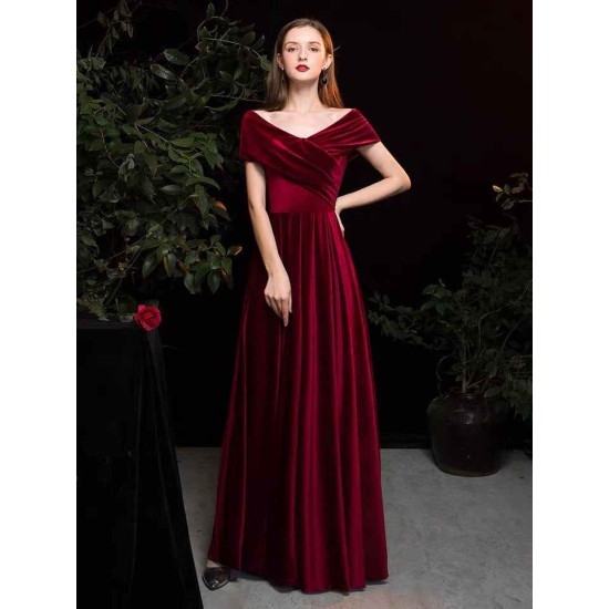 Modern Evening Dress A Line V Neck Matte Satin Floor Length Pleated Social Party Dresses