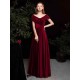 Modern Evening Dress A Line V Neck Matte Satin Floor Length Pleated Social Party Dresses