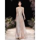 Modern Evening Dress A-Line Jewel Neck Floor-Length Sleeveless Zipper Sequined evening dress