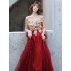 Modern Evening Dress A-Line Bateau Neck Tulle Floor-Length Sequins Sequined Dress