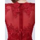 Modern Burgundy Evening Dresses Long Sleeve Lace Applique Beaded Formal Gown With Train