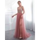 Modern Evening Dresses Cameo Pinkv Neck Beading A Line Formal Evening Dress With Train