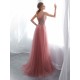 Modern Evening Dresses Cameo Pinkv Neck Beading A Line Formal Evening Dress With Train