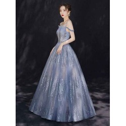 Modern Evening Dress  Constellation Dress Princess Silhouette Bateau Neck Floor Length Sequined Sleeveless Formal Dinner Evening Dresses