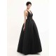Modern Celebrity Dresses Black Oscar Evening Dress Straps Backless Deep V Taffeta Dress