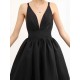 Modern Celebrity Dresses Black Oscar Evening Dress Straps Backless Deep V Taffeta Dress