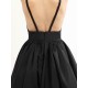 Modern Celebrity Dresses Black Oscar Evening Dress Straps Backless Deep V Taffeta Dress