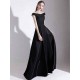 Modern Evening Dress A Line Bateau Neck Satin Fabric Floor Length Formal Party Dresses