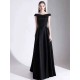Modern Evening Dress A Line Bateau Neck Satin Fabric Floor Length Formal Party Dresses